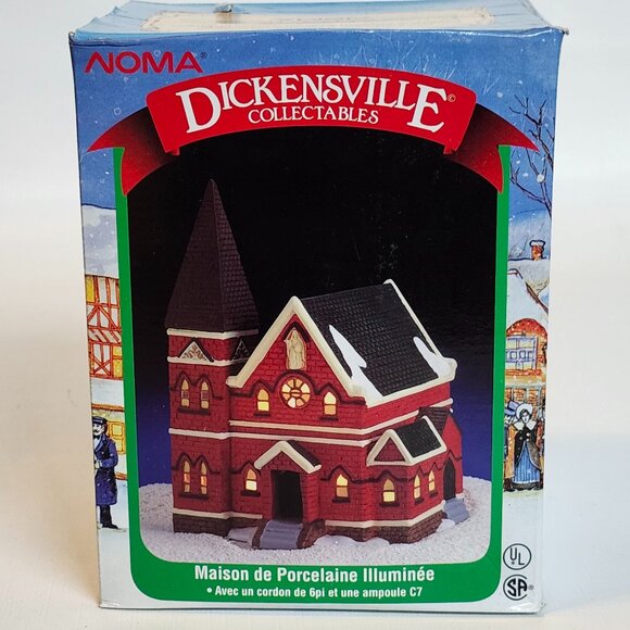 NOMA DICKENSVILLE CHRISTMAS VILLAGE LIGHTED PORCELAIN LIGHTED HOUSE/CHURCH 1996 - Picture 2 of 8